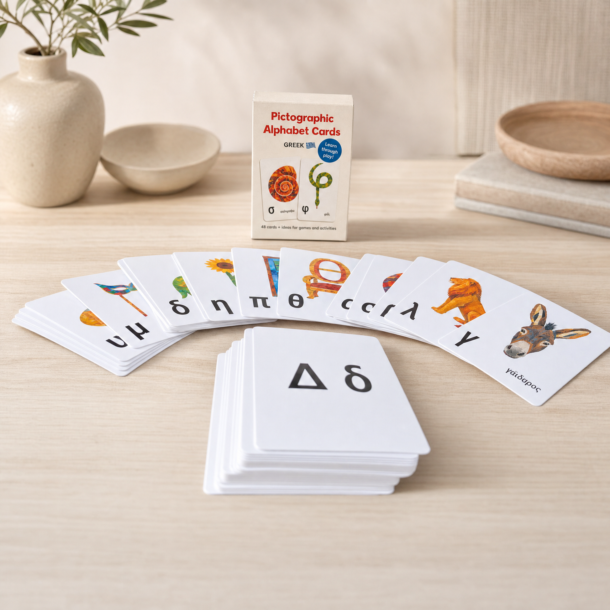 The full set of alphabet cards spread out