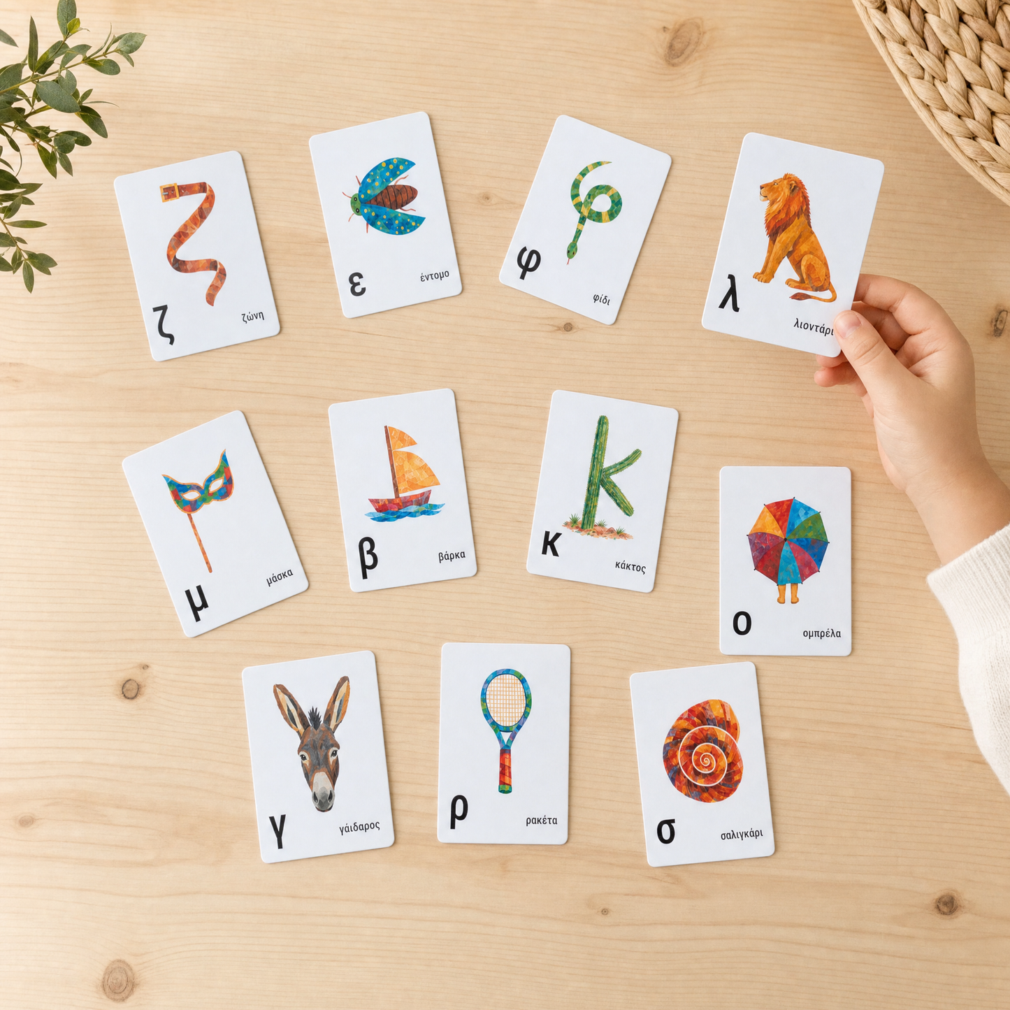 Sample alphabet cards in use