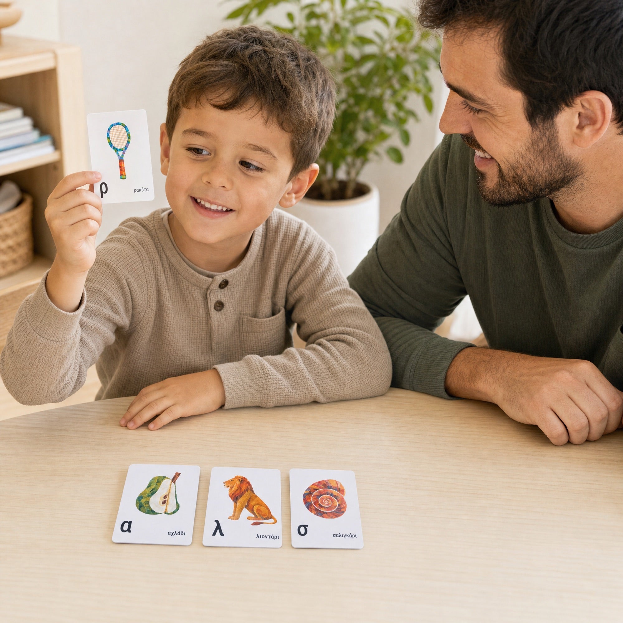 Child's hands playing with the alphabet cards